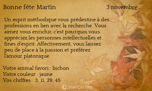 Carte bonne f&ecirc;te Martin