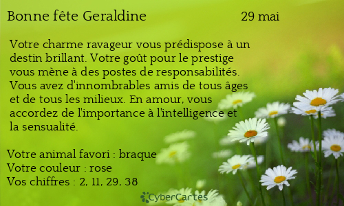 Carte bonne fête Geraldine