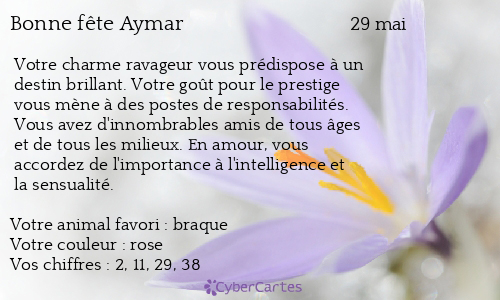 Carte bonne fête Aymar
