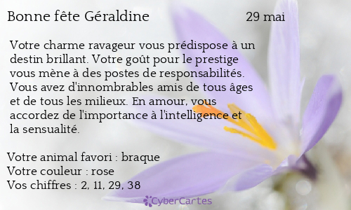 Carte Bonne Fete Geraldine 29 Mai