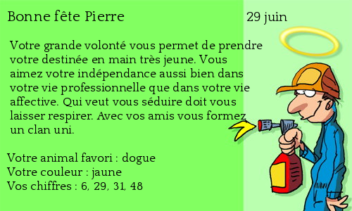 Carte bonne fête Pierre