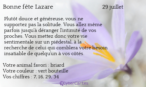 Carte bonne f&ecirc;te Lazare