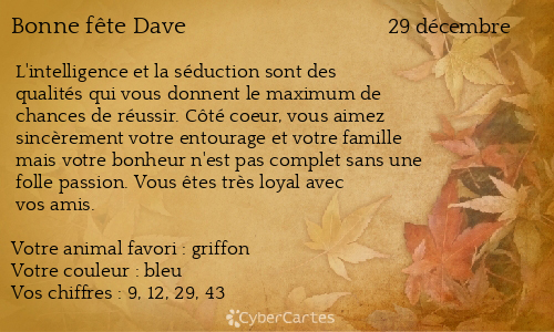 Carte bonne fête Dave