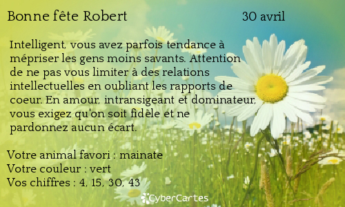 Carte bonne fête Robert