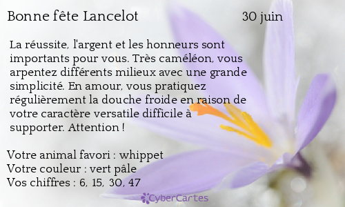 Carte bonne fête Lancelot
