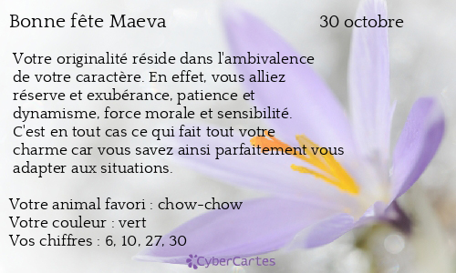 Carte Bonne Fete Maeva 30 Octobre