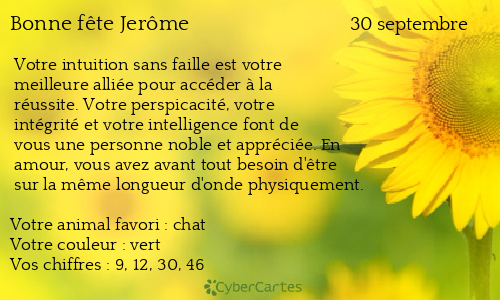 Carte Bonne Fete Jerome 30 Septembre