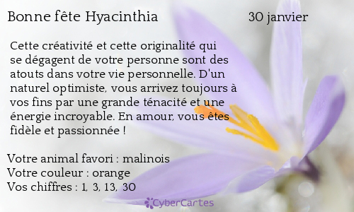 Carte bonne fête Hyacinthia