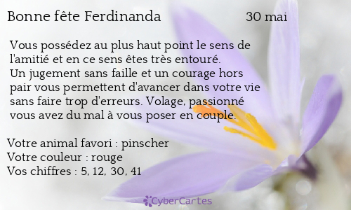 Carte bonne fête Ferdinanda