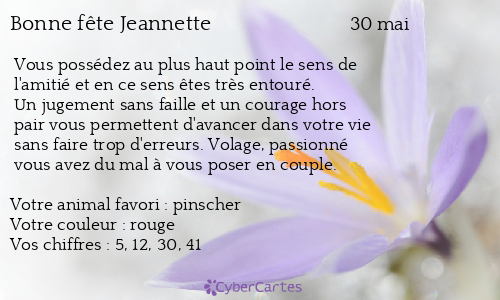 Carte Bonne Fete Jeannette 30 Mai