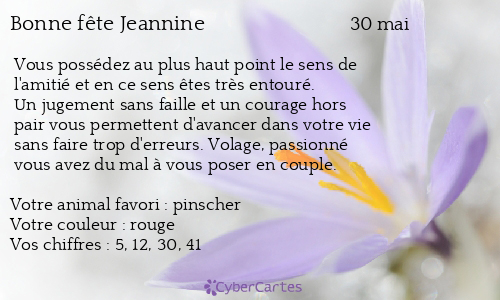 Carte Bonne Fete Jeannine 30 Mai