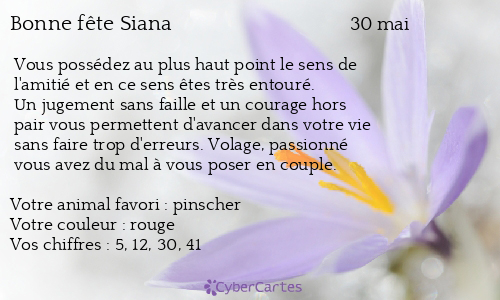 Carte bonne fête Siana