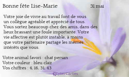 Carte Bonne Fete Lise Marie 31 Mai