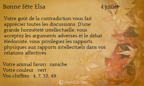 Carte bonne fête Elsa