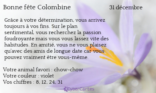 Carte bonne fête Colombine