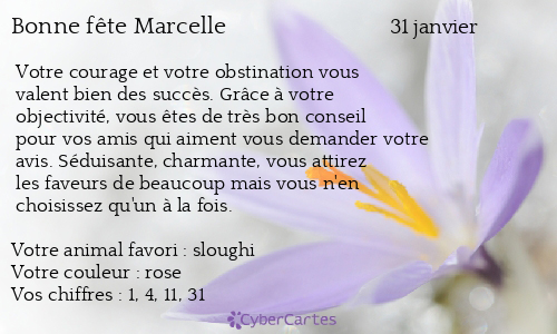 Carte Bonne Fete Marcelle 31 Janvier