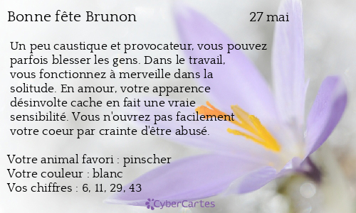 Carte Bonne Fete Brunon 27 Mai