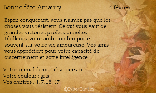 Carte bonne fête Amaury