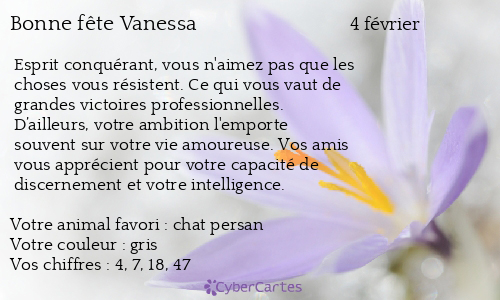 Carte Bonne Fete Vanessa 4 Fevrier