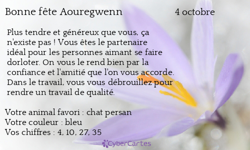 Carte bonne fête Aouregwenn