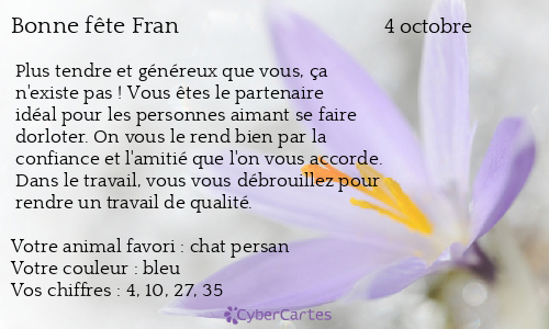 Carte bonne fête Fran