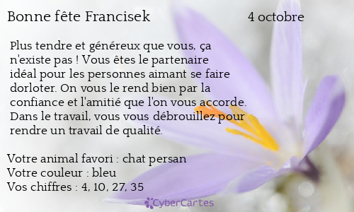 Carte bonne fête Francisek