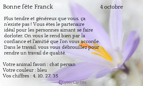 Carte Bonne Fete Franck 4 Octobre
