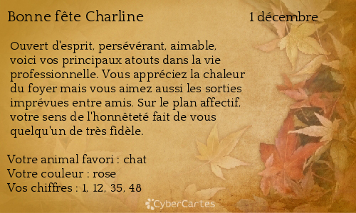 Carte Bonne Fete Charline 1er Decembre