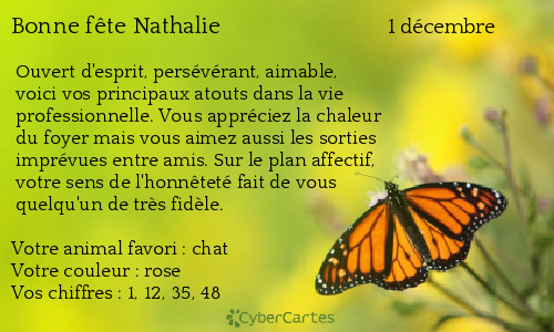 Carte bonne fête Nathalie