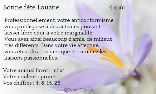 Carte bonne fête Louane