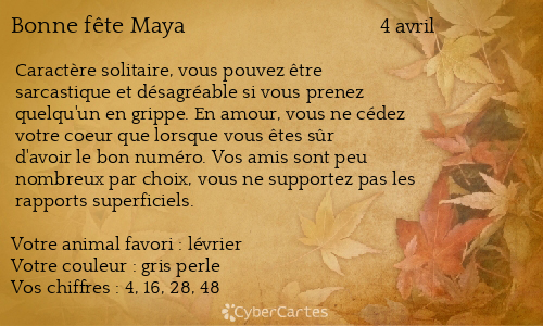 Carte bonne fête Maya
