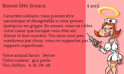 Carte bonne f&ecirc;te Jessica