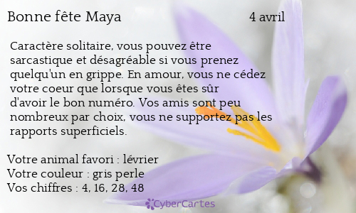 Carte Bonne Fete Maya 4 Avril