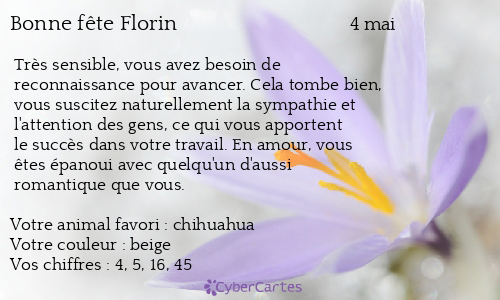 Carte bonne fête Florin