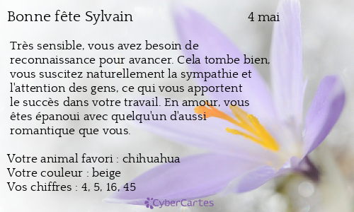 Carte Bonne Fete Sylvain 4 Mai