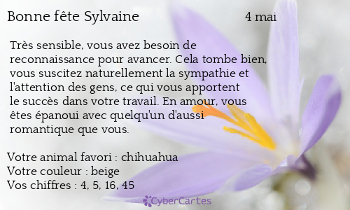 Carte bonne fête Sylvaine