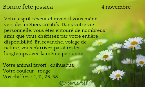 Carte Bonne Fete Jessica 4 Novembre