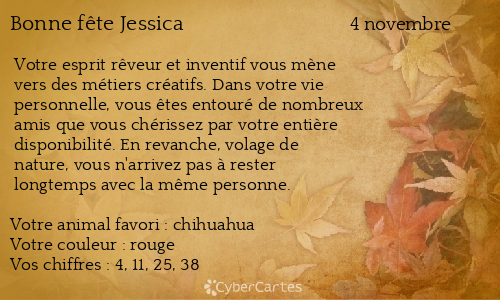Carte bonne f&ecirc;te Jessica