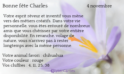 Carte Bonne Fete Charles 4 Novembre