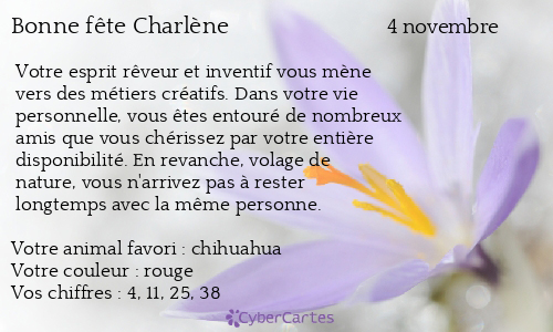 Carte bonne fête Charlène