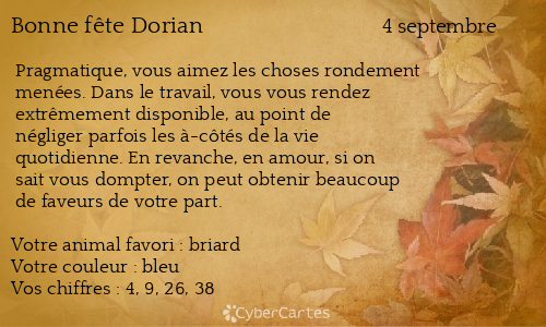 Carte bonne fête Dorian