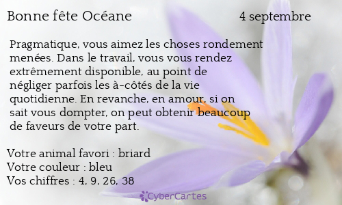 Carte bonne fête Océane