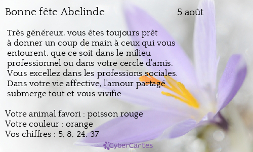 Carte bonne fête Abelinde
