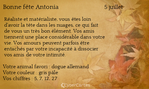 Carte bonne fête Antonia