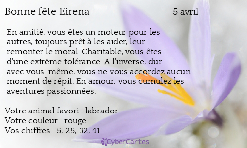 Carte bonne fête Eirena