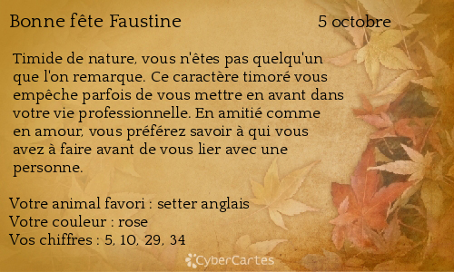 Carte bonne f te Faustine 5 octobre