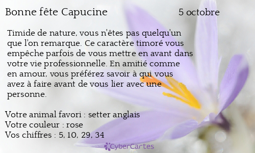 Carte bonne fête Capucine