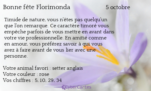 Carte bonne fête Florimonda