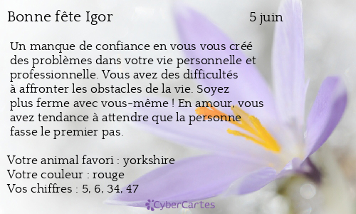 Carte bonne fête Igor