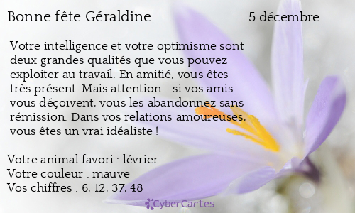 Carte Bonne Fete Geraldine 5 Decembre